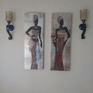 Cultural Silhouette Wall Art Set in Black and Brown
